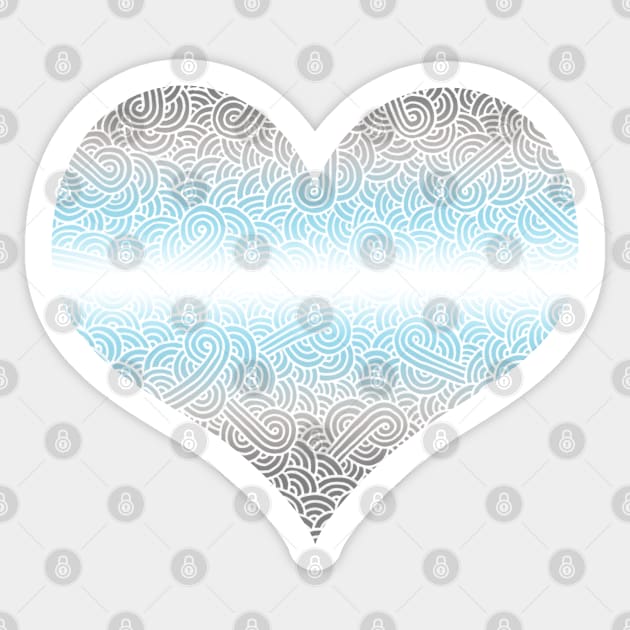 Ombré demiboy flag and white swirls doodles heart Sticker by Savousepate